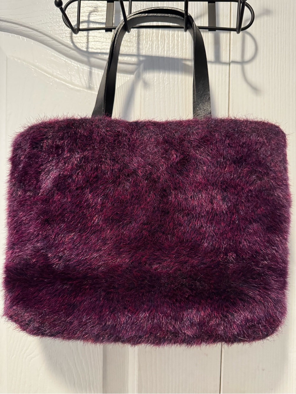 Vintage Y2K Calson Purple Faux Fur Leather Handle Bag